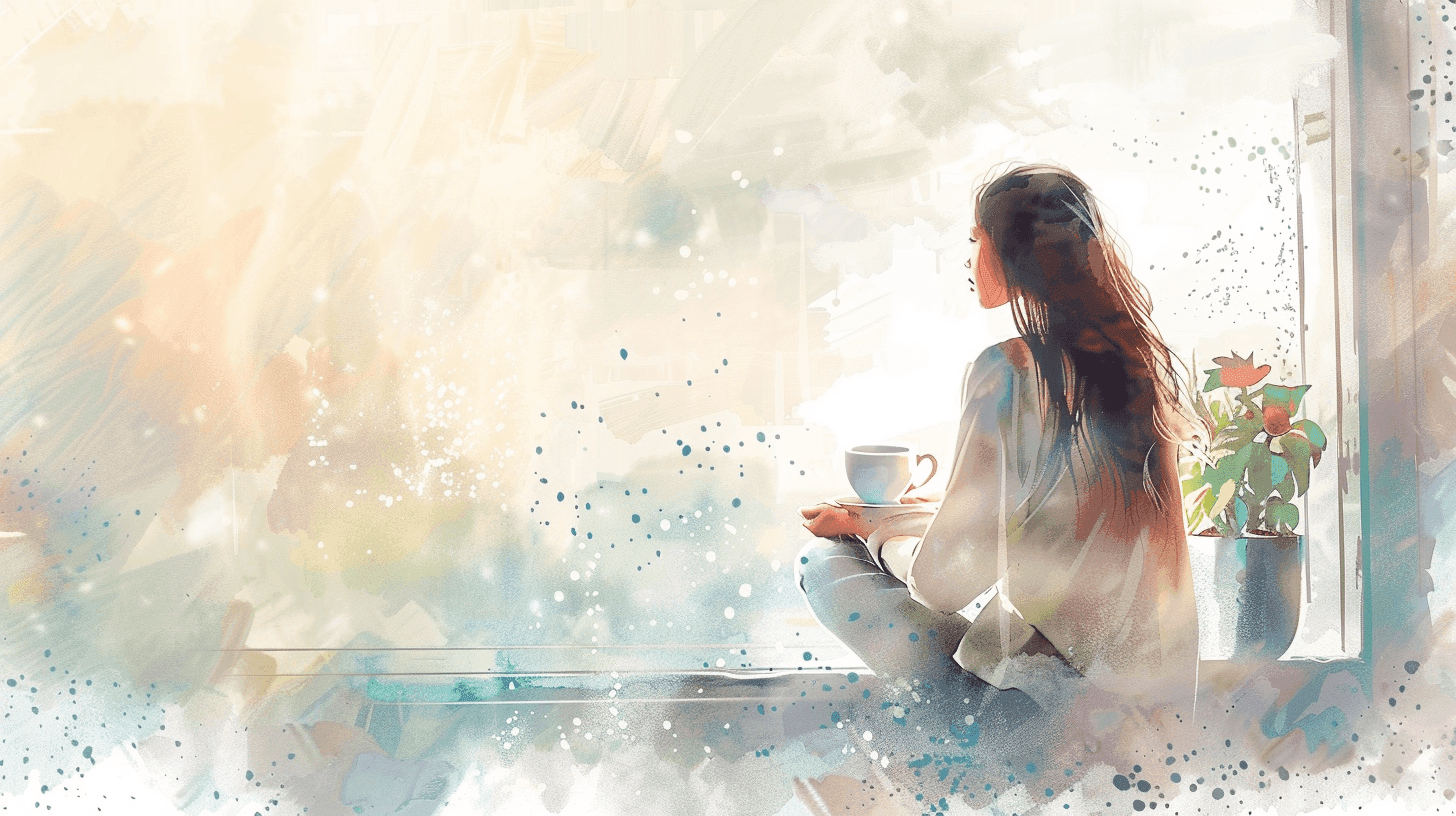 Pregnant woman reflecting by window - prenatal anxiety support