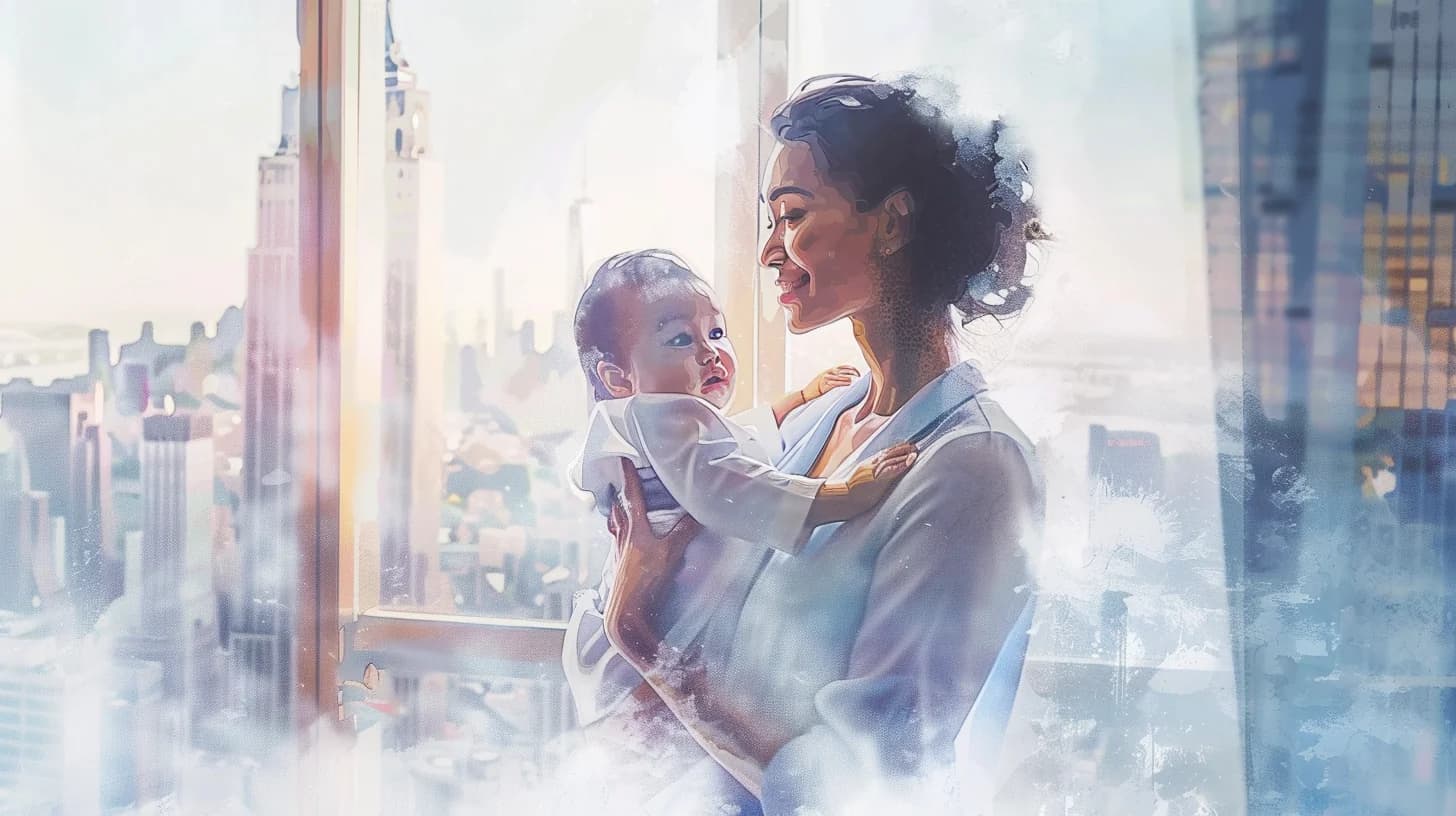 Confident Dallas mother with baby