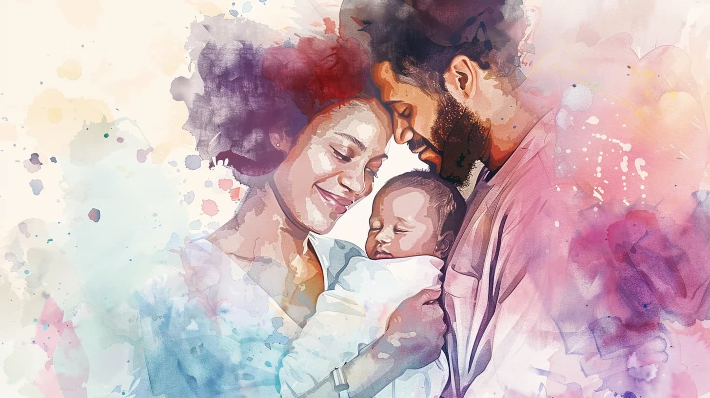 Partners supporting each other with their newborn