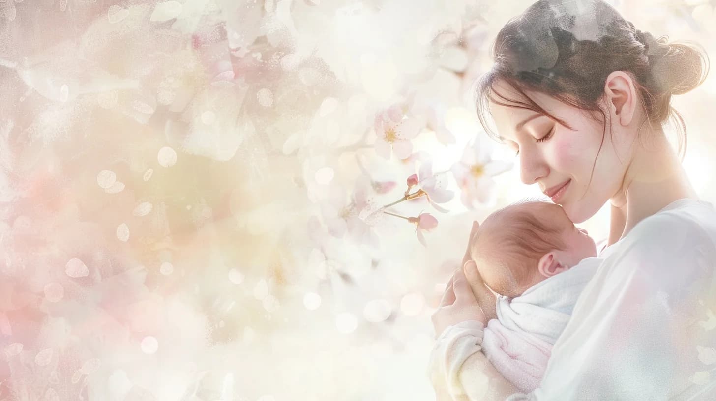 Watercolor of a pensive mother holding her baby
