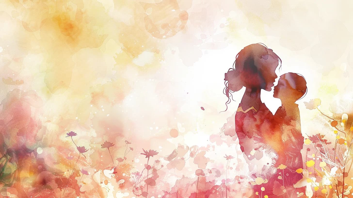 Watercolor of family connecting with a new baby