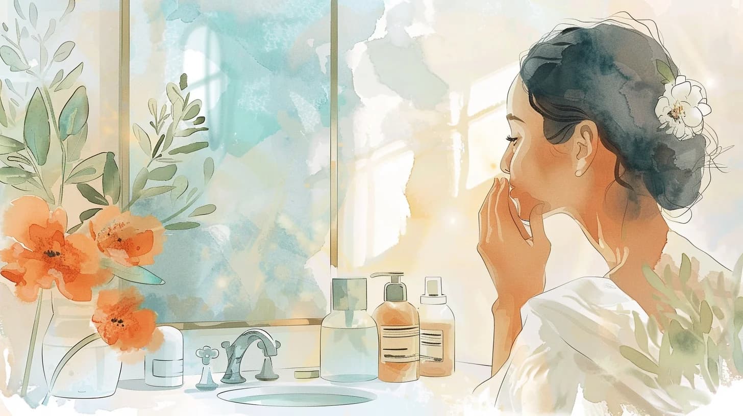 Watercolor of a quiet morning self-care routine